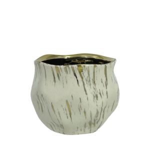 КРЪГЛА КРЕМАВА/ЗЛАТИСТА САКСИЯ- Φ14x12.5см 1/18KIB