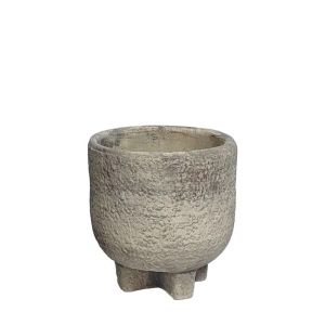 КРЪГЛА САКСИЯ В РЪЖДИВО СИВО С КРАКА - Φ12.5x14см 2/18КУБ