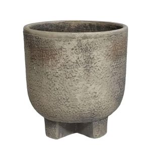 КРЪГЛА САКСИЯ В РЪЖДИВО СИВО С КРАКА - Φ17x19см 8/КУТИЯ