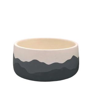 КРЪГЛА САКСИЯ ЗА ЦВЕТЯ, СИВА ОМБРЕ С ПЛАНИНСКИ МОДЕЛ - Φ20.2x9см 9/КУТИЯ