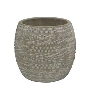 КРЪГЛА САКСИЯ ЗА ЦВЕТЯ, СИВА,ГОЛЯМА, С ЛИНИИ, Φ18x15.5 см, 8 БРОЙКИ/КУТИЯ
