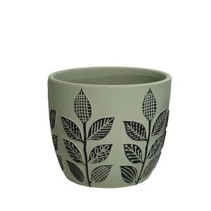 КРЪГЛА САКСИЯ С МАСЛЕНИ ВОДИ/ЧЕРНИ ЛИСТА - Φ16.5x15.2 см 12/КУТИЯ