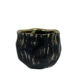 КРЪГЛА ЧЕРНО/ЗЛАТИСТА САКСИЯ - Φ14x12.5см 1/18KIB