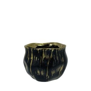 КРЪГЛА ЧЕРНО/ЗЛАТИСТА САКСИЯ МАЛКА - Φ12.5x11см 1/24КУТИЯ