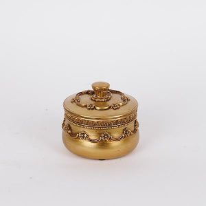 КУТИЯ ЗА ДЕКОРАЦИЯ, ПОЛИСМОЛА, ЗЛАТНА, 10.2x10.2x8.7см