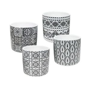 МАЛКА САКСИЯ (4 ИЗБОРА) ДИГИТАЛЕН ПЕЧАТ ЧЕРНО/СИВО - Φ11.5x10.5см 4/48 КУТИЯ