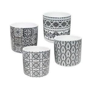 МАЛКА САКСИЯ (4 ИЗБОРА) ДИГИТАЛЕН ПЕЧАТ ЧЕРНО/СИВО - Φ11.5x10.5см 4/48 КУТИЯ