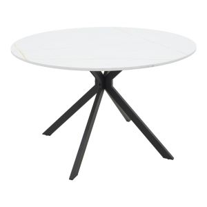 МАСА XUSON БЯЛ МРАМОРЕН ПЛОТ-ЧЕРНИ МЕТАЛНИ КРАКА D120X75СМ