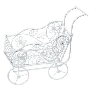 МЕТАЛНА ДЕКОРАТИВНА КОЛИЧКА БЯЛА 53x22x40см