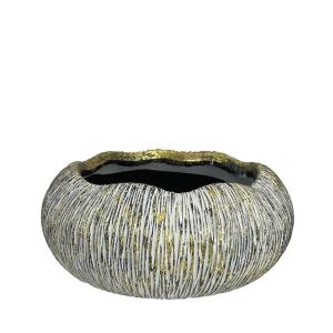 ОВАЛНА САКСИЯ БЯЛА/ЗЛАТНА/ЧЕРНА НА РАИРА, СРЕДНА - Φ18x9см 1/18KIB