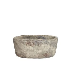 ОВАЛНА САКСИЯ В РЪЖДИВО СИВО, АНТИЧНА - Φ25x11см 8/КУТИЯ