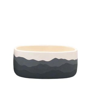 ОВАЛНА САКСИЯ СИВА ОМБРЕ С ПЛАНИНСКИ МОДЕЛ - 20x10.2x9см 8 БР./КУТИЯ