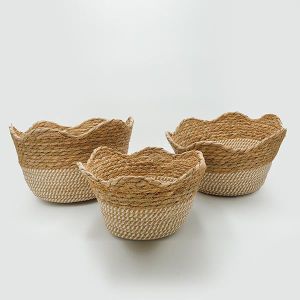 Плетена кошница S/3, кафяво-бежова, 25x13/30x19/34x22 см
