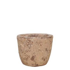 ПОРЦЕЛАНОВА САКСИЯ ЗА ЦВЕТЯ, КАФЯВА, МАЛКА, КРЪГЛА, Φ26x25см, 6/ПАЛИТРА