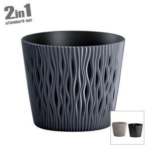 САКСИЯ (2 В 1) АНТРАЦИТ ПЯСЪЧНО КРЪГЛА Φ22.5x19.2см 1/10КУТИЯ