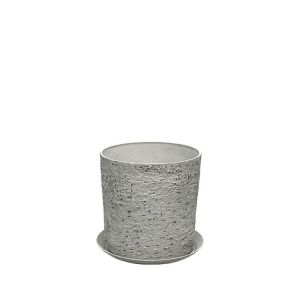 САКСИЯ ОТ КАМЪК ПОЛИСМОЛА С ЧИНИЯ, СИВА, ИЗНОСЕНА, МАЛКА, Φ28x28см