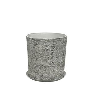 САКСИЯ ОТ КАМЪК ПОЛИСМОЛА С ЧИНИЯ, СИВА, ИЗНОСЕНА, СРЕДНА - Φ35x36см
