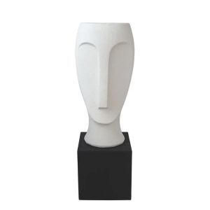 САКСИЯ ОТ ФИБЕРСТЪКЛО, БЯЛА НА ЧЕРНА ОСНОВА - 29.5x29.5x88см 1/КУТИЯ