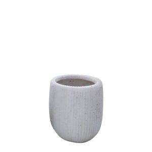 САКСИЯ ОТ ФИБЪРГЛИНА, БЯЛА, ЦВЯТ СЛОНОВА КОСТ, КРЪГЛА МАЛКА - Φ23x28см
