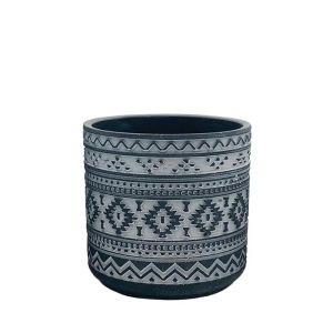 САКСИЯ ТЪМНОСИНЯ/БЯЛА КРЪГЛА С МОТИВ, СРЕДНА - Φ15x14.5см 12/20 КУТИЙКИ