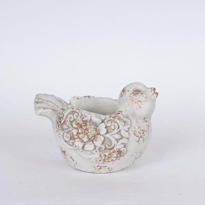 САКСИЯ, ПТИЦА, ЦИМЕНТ, БЯЛА, 19x15x13.5 см