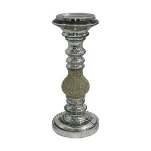 СТЪКЛЕН СВЕЩНИК FL752 СРЕБЪРЕН ЦВЯТ 12X31СМ