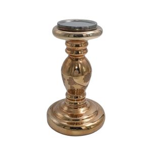 СТЪКЛЕН СВЕЩНИК FL16265 МЕДЕН ЦВЯТ 15X25СМ