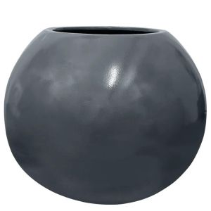 СФЕРООБРАЗНА САКСИЯ ОТ ФИБЕРСТЪКЛО, ГЛАНЦОВА, ВЪГЛЕНОЧНА - Φ90x74см