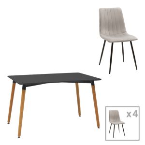 ТРАПЕЗАРНА МАСА NATALI-NOOR КОМПЛЕКТ ОТ 3 БР. MDF ЧЕРНО-СИВО-ЕСТЕСТВЕНИ КРАКА 120X80X76СМ