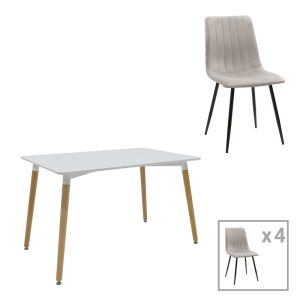 ТРАПЕЗНА МАСА NATALI-NOOR КОМПЛЕКТ ОТ 3 БР. MDF БЯЛО-СИВО-ЕСТЕСТВЕНИ КРАКА 120X80X76СМ