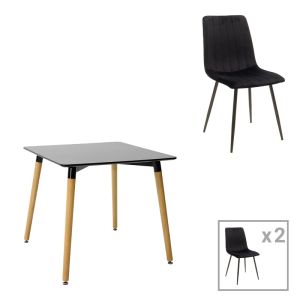 ТРАПЕЗНА МАСА NATALI-NOOR КОМПЛЕКТ ОТ 3 БР. MDF ЧЕРНО-ЕСТЕСТВЕНИ КРАКА 80X80X73СМ