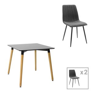 ТРАПЕЗНА МАСА NATALI-NOOR КОМПЛЕКТ ОТ 3 БР. MDF ЧЕРНО-ТЪМНОСИВО-ЕСТЕСТВЕНИ КРАКА 80X80X76СМ