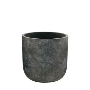 ТЪМНО СИВА КРЪГЛА САКСИЯ С ЕФЕКТ СРЕДНА - Φ15x14.5 см 12/20 КУТИЙКИ