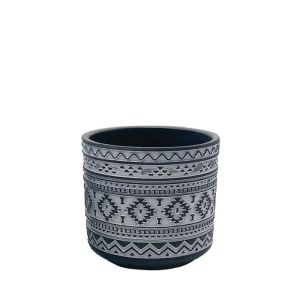 ТЪМНОСИНЯ/БЯЛА КРЪГЛА САКСИЯ MOTIBO МАЛКА - Φ13x12см 18/15KIV