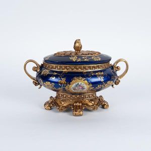 БУРКАН ЗА СЛАДКИ ОТ ПОРЦЕЛАН С ПОЛИРЕЗИН, СИН 27x20x18см