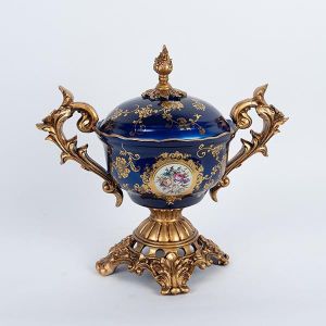 БУРКАН ЗА СЛАДКИ ОТ ПОРЦЕЛАН С ПОЛИСМОЛА, СИН 39x22x35см