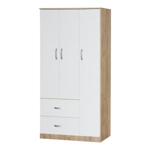 ГАРДЕРОБ ZELIA С 2 ВРАТИ И ЧЕКМЕДЖЕТА В ЦВЯТ БЯЛ ДЪБ 90X42X180СМ