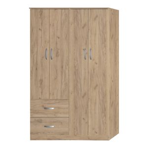 ГАРДЕРОБ ZELIA С ЧЕТИРИ КРИЛА И 2 ЧЕКМЕДЖЕТА В ДЪБОВ ЦВЯТ 120X42X180СМ