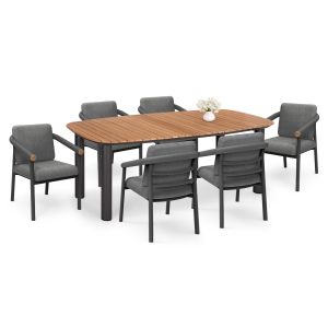 ГРАДИНСКИ КОМПЛЕКТ EUTOPIA SM21128.01 С МАСА И 6 КРОСЯТА - ТЪМНО СИВ