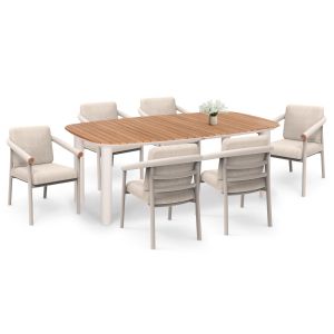 ГРАДИНСКИ КОМПЛЕКТ EUTOPIA SM21128.02 С МАСА И 6 КРЕМ/БЕЖОВ