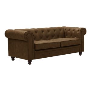 ДВУМЕСЕН ДИВАН INCREDIBLE АНТИЧЕН КАФЯВ ПЛАТ ТИП CHESTERFIELD 160X84X67CM