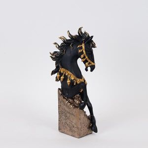ДЕКОРАТИВНА ФИГУРА ЧЕРЕН КОН - ЗЛАТЕН 17X10X36СМ
