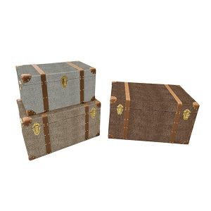 ДЪРВЕН САНДЪК S/3 БЕЖОВО-КАФЯВО-СИВ 63X40X35СМ/ 53X34X30СМ/ 47X28X25СМ