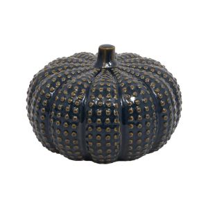 КЕРАМИЧНА ДЕКОРАТИВНА ФИГУРА ТИКВА ЧЕРНО-СИН ЦВЯТ 20X20X14СМ