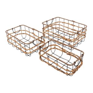 КОМПЛЕКТ ОТ 3 КОШНИЦИ FL220152 БЕЖОВ ЦВЯТ 40X28X18СМ