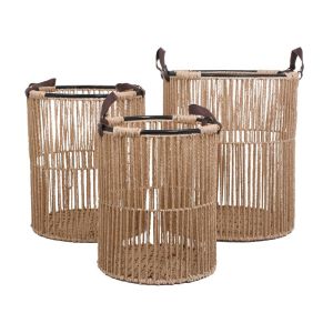 КОМПЛЕКТ ОТ 3 КРЪГЛИ КОШНИЦИ FL2428 БЕЖОВ ЦВЯТ 40X45СМ