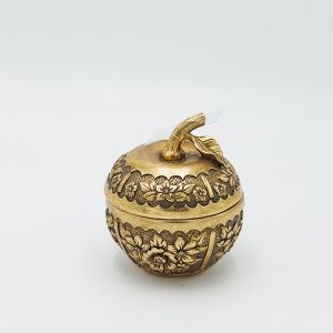 КУТИЯ ЗА БИЖУТА, ЯБЪЛКА, ПОЛИРЕЗИН, ЗЛАТО, 9.5X9.5X11СМ