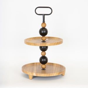 ОРДЬОВЪР 2 ЕТАЖА ДЪРВЕНА С МЕТАЛНИ ДЕТАЙЛИ ЧЕРНО 30X30X48СМ