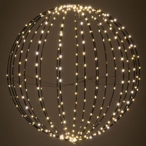 ОСВЕТЯВАЩА ЧЕРНА МЕТАЛНА ТОПКА D60СМ С 400 ТОПЛО БЯЛИ LED СВЕТЛИНИ