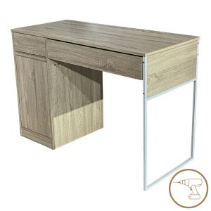 ОФИС БЮРО KANTOR В ЕСТЕСТВЕН ЦВЯТ С БЯЛ МЕТАЛЕН КРАК 110X50X76СМ
